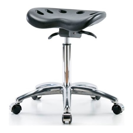 E Com Interion Polyurethane Tractor Stool With Seat Tilt - Black w/ Chrome Base PTMBSO-CR-NF-CC